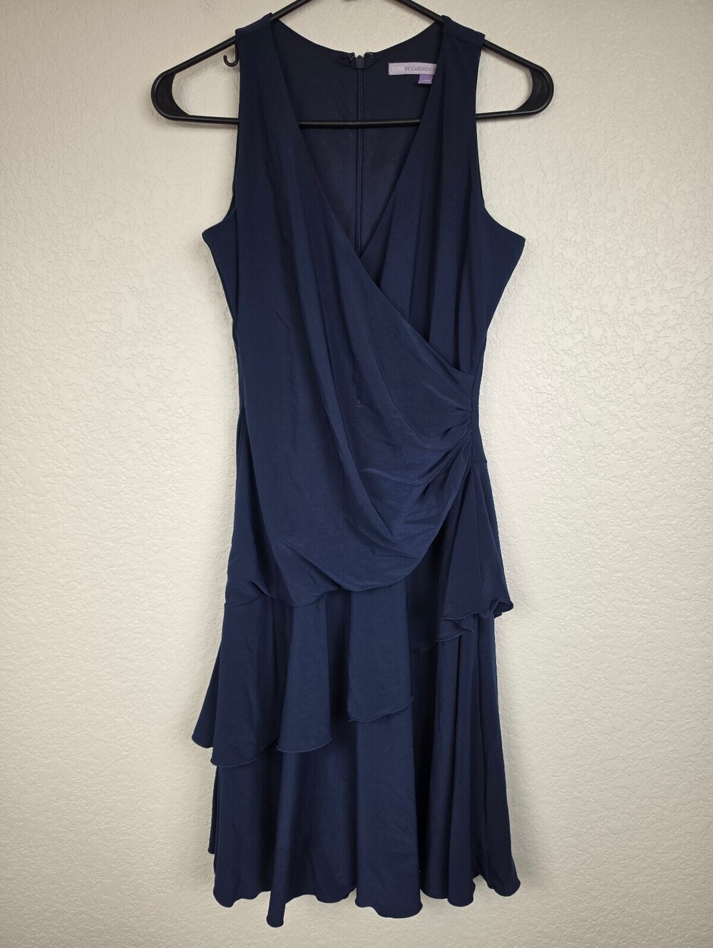 Size 6 Navy Blue Luxe Carmen Marc Valvo Dress